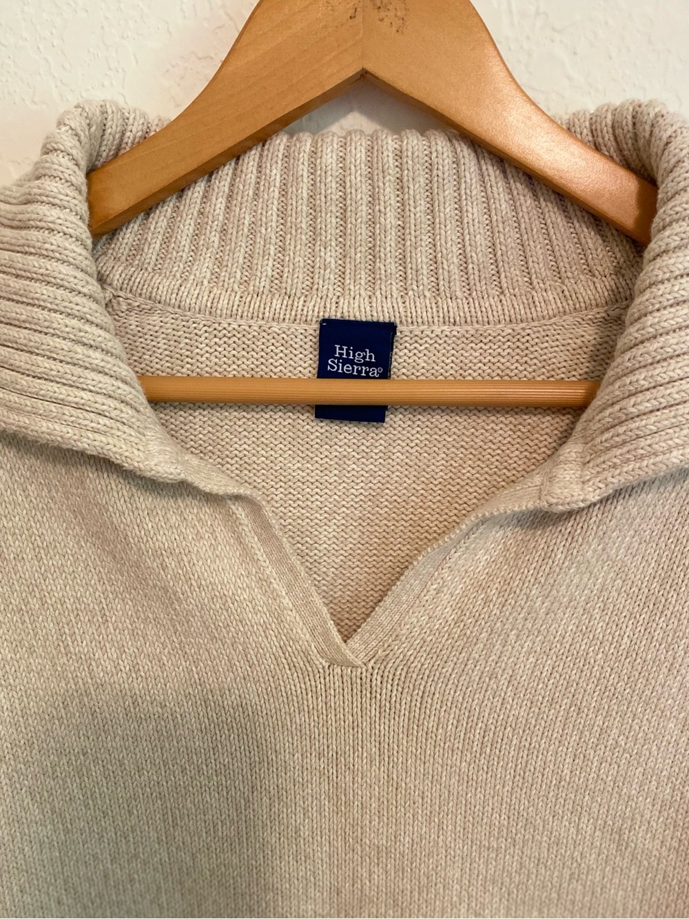 Vintage 90’s High Sierra Ribbed Knit Collared Sweater Creamy Oatmeal Women’s L